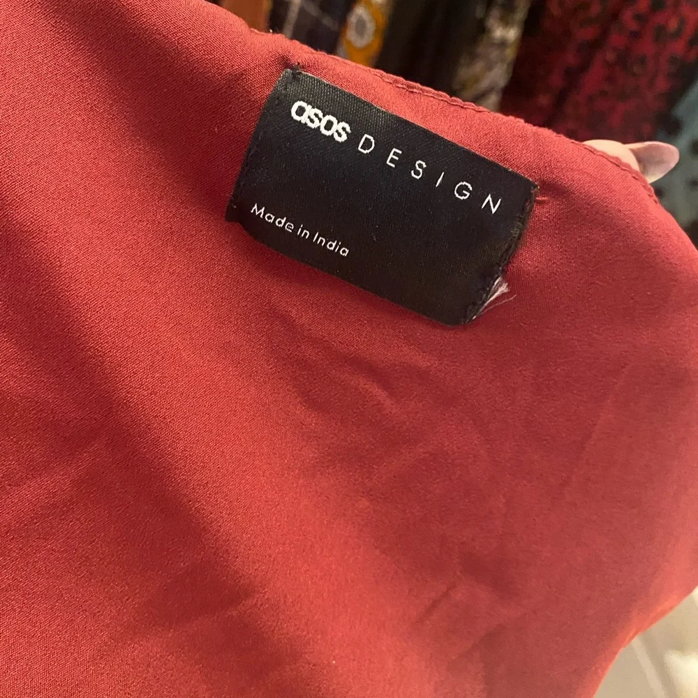 ASOS Deep Red Puff Sleeve Mini Dress - Picture 3 of 3